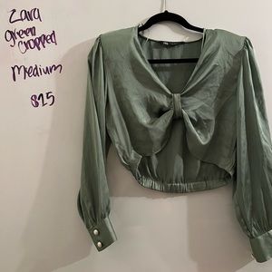 Zara cropped top with shoulder pads